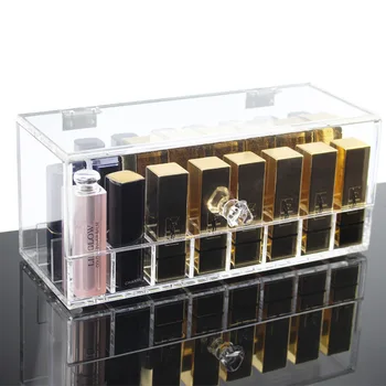

24pcs Grid Desk Top Cosmetics Storage Box Holder Lipstick Container Makeup Organizer with Cover Nail Display Rack Thicken