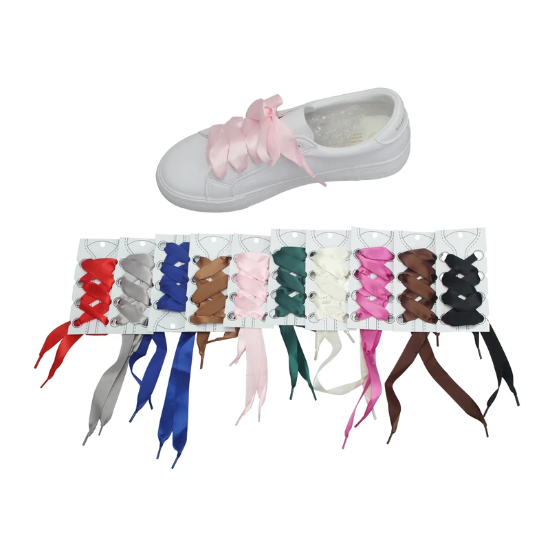 

1 Pair 113CM Fashion Shoestrings Flat Silk Satin Ribbon Shoelaces Fantastic 2cm Wide Colorful Shoelaces Drop Shipping