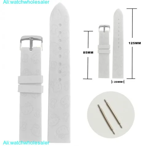 20mm Pure White Cartoon Silicone Jelly Rubber Lady Watch Band Straps WB1086B20JB