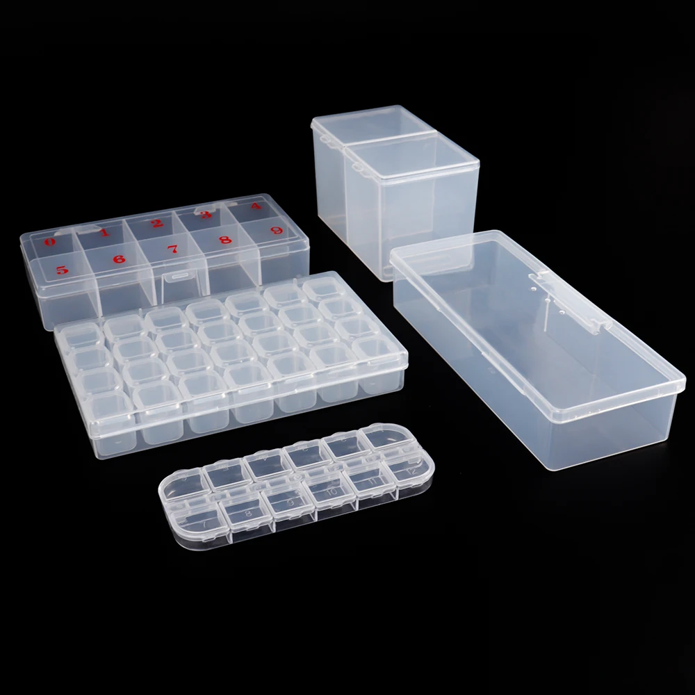 

Transparent Plastic Nail Art Storage Case Lightweight Strong Simple Nail Box Display Case For Rhinestones beads Organizer Box