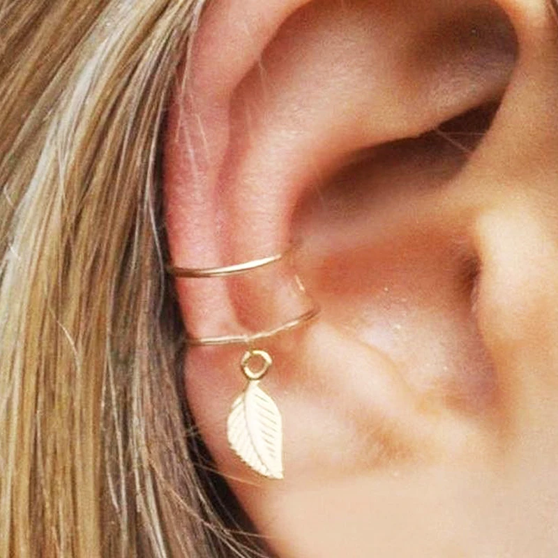 

Hot 1pc Ear Cuff Wrap Earrings Leaves Jewelry No Piercing Clip On Earrings Cartilage Clip Diy Settings