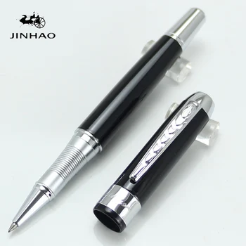 

JINHAO250 black and silver student office writing pens rollerball pen 0.7mm point executive metal writing brand pens