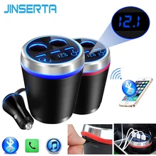 JINSERTA TF/Micro SD музыкальный MP3 плеер Bluetooth автомобильный комплект fm-передатчик HandsFree прикуриватель разветвитель 3 порта USB зарядное устройство