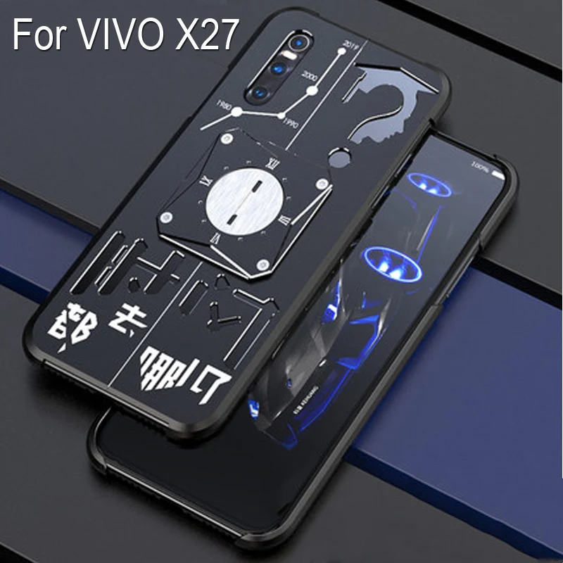 

Metal Aluminum Magnetic Case Back Cover For VIVO X27 x27 Magnet Car Holder Case For VIVO X 27 Duty Protection Shell Coque