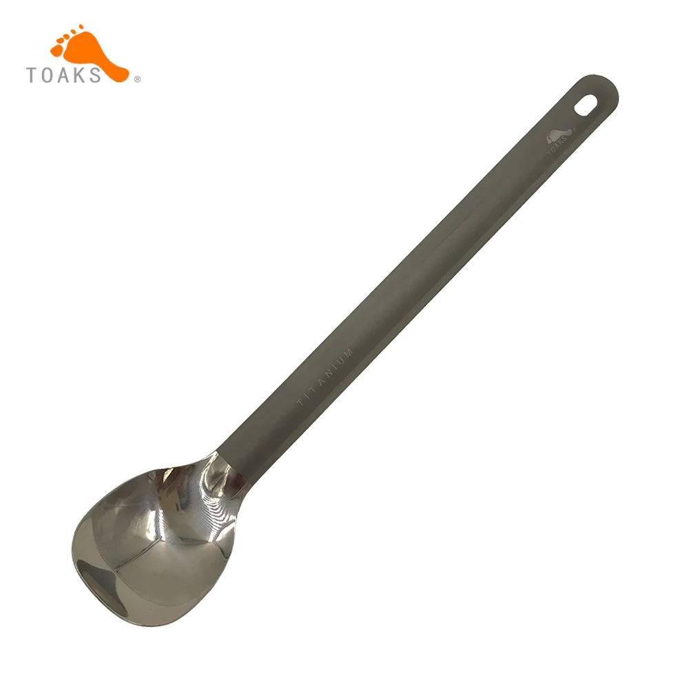 

TOAKS Titanium Long Handle Spoon Ultralight with Polished Bowl Outdoor Picnic Household Dual-Use Tableware 220mm 0.67oz SLV-11