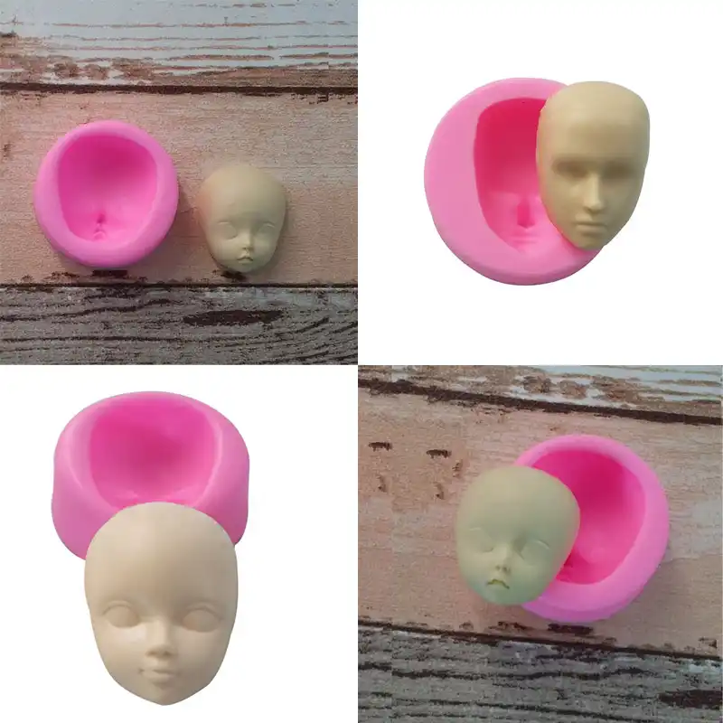 3d rosto do bebê polímero argila resina moldes cabeça menina rosto humano fondant bolo ferramenta de decoração molde silicone