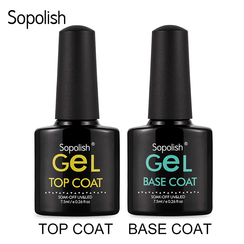 Sopolish 7,5 мл гель лак для ногтей Top & Base Coat Multi-Применение УФ светодиодный Soak Off полу постоянный первоклассника ногтей Книги по искусству гель