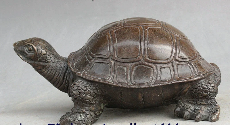 

free shipping Folk China Fengshui Bronze Turtle Tortoise Laobie Longevity Lucky Mascot Statue