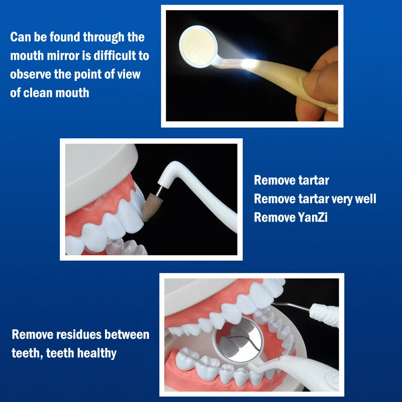 3 шт./компл. светодиодный зубной очиститель зубов Зубное зеркало + доска удалить + устройство для удаления зубного налета инспекции удалить