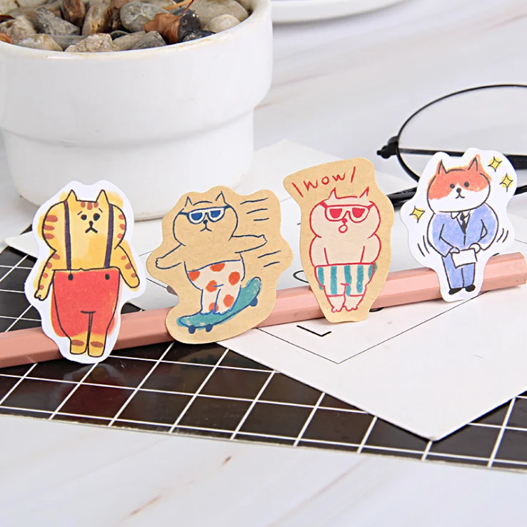 30 Pcs /pack Cute Cat Stickers Decorative Stationery Stickers Scrapbooking DIY Diary Album Stick Label