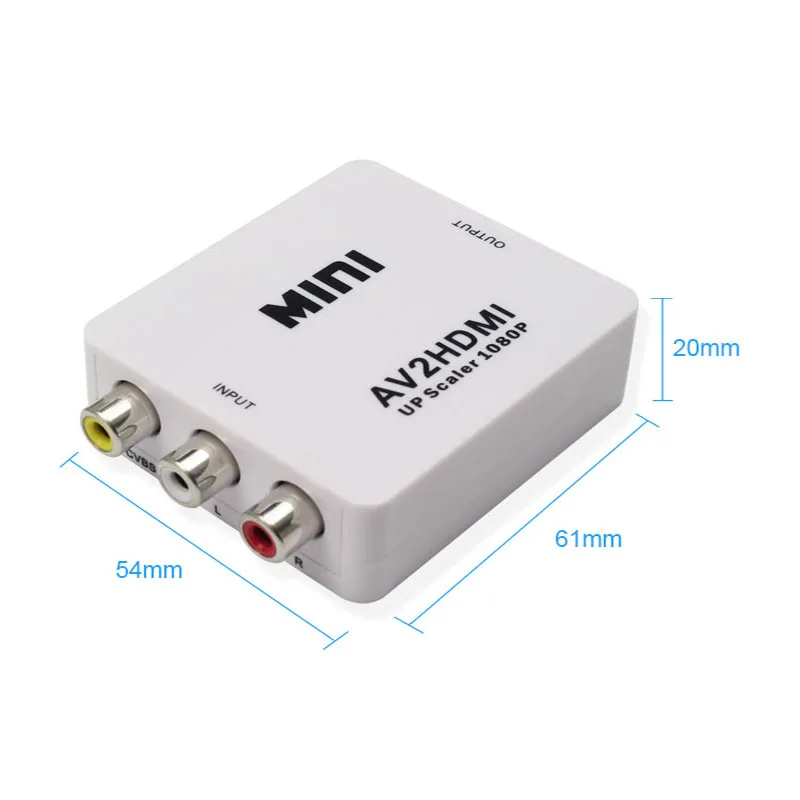 RCA AV a HDMI Audio Converter Adattatore Full HD Femmina a Femmina Mini Composite CVBS a HDMI AV2HD