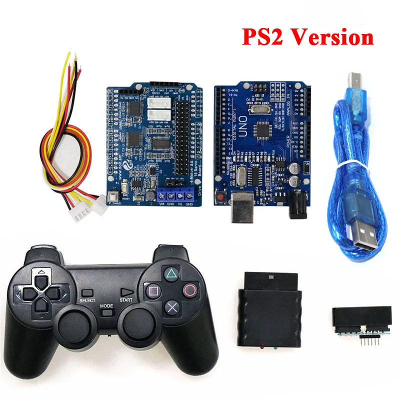 

Bluetooth, WiFi, Handle Robot Car Arm Controller Kit for Arduino with UNO R3, Motor Driver Board, WiFi Module, Bluetooth Module