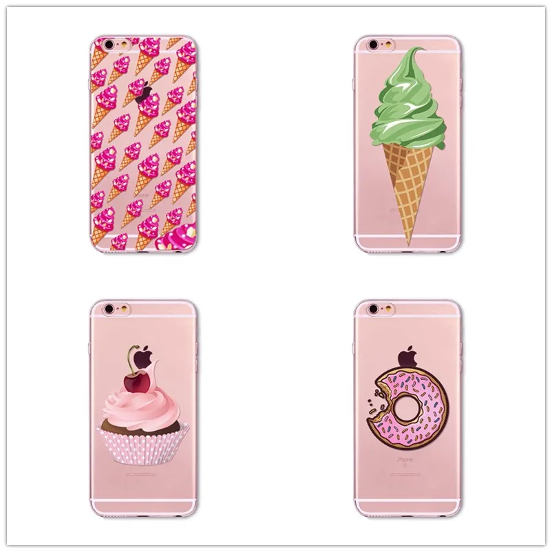 sweets Summer Case For iphone X Soft TPU Luxury Transparent Painting Slim ice cream Lovely Doughnut colorful sugar Chocolates |