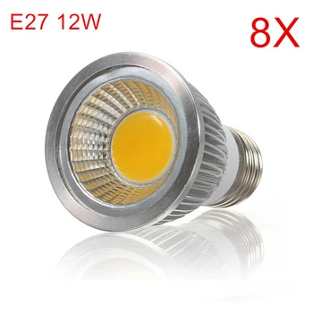 

8PCS E27 Bulbs Light 12W Dimmable AC110V/220V Led High luminous Warm/Cool White E27 COB LED Spotlight High Power