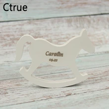 1 шт. белое дерево лошадь на заказ имя, дата персональный гравированный свадьба день рождения, детский душ спрос среди детей Подарки DIY ремесло