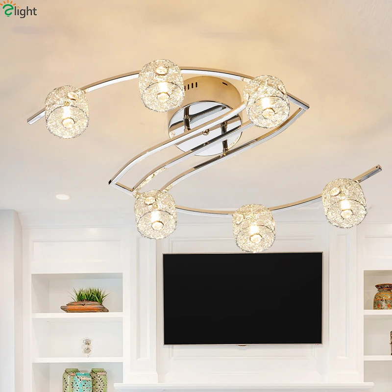 

Modern Chrome Metal G4 Led Ceiling Chandelier Lights Dining Room Led Chandeliers lighting Bedroom Led Chandelier Lamp Fixtures
