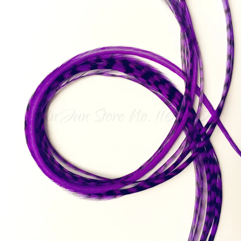 10 шт. "-12" дюймов Ombre окрашенная темно-фиолетовый Электрический фиолетовый Перья для волос расширения гризли салон DIY аксессуары для укладки волос