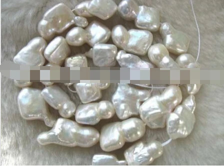 

FREE SHIPPING>>>@@ N501 charming 15" 15-20mm white reborn keshi pearl 5.2