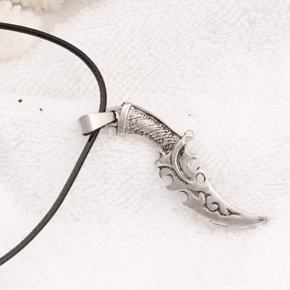 Silver Plated Knife Pendant Necklace Vintage Cool Rope Antique Necklace
