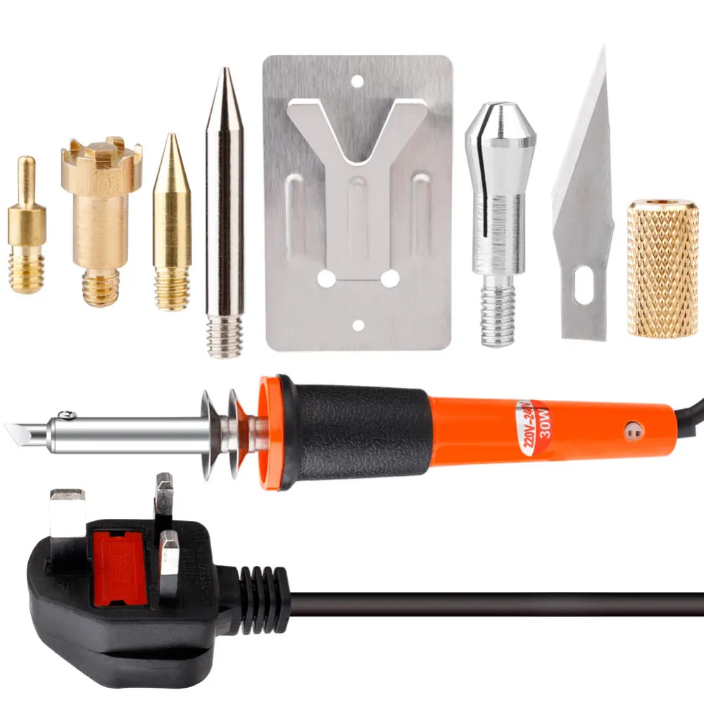220V 30W Soldering Iron Wood Burning Pen Set Wood Burning Tips Blade Pyrography Tool Soldering Pen Kit