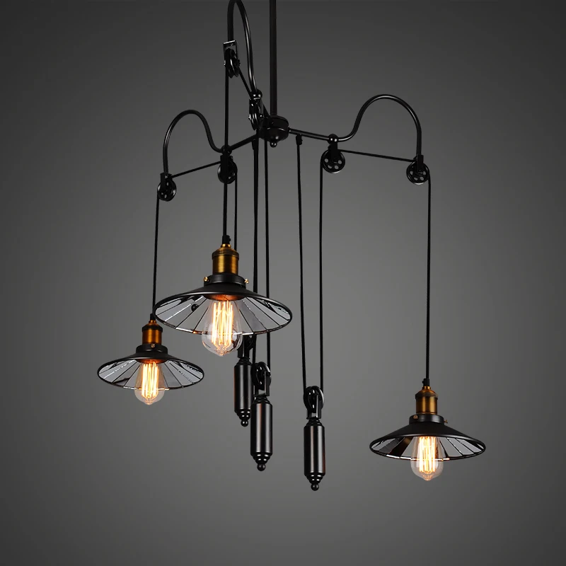 

Retro industry Restaurant Bar American rural pendant lights wind creative triple lift telescopic hanging lamp GY192