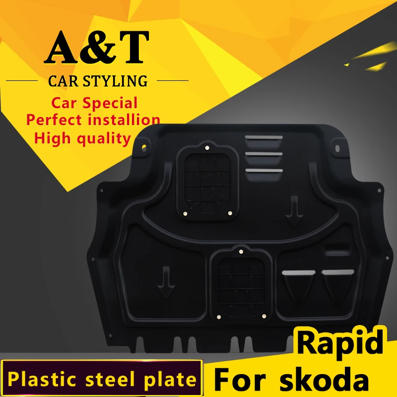 

car styling For skoda Rapid Plastic engine guard 2013-2015 For Rapid Engine skid plate fender alloy steel engine guard Car Acces