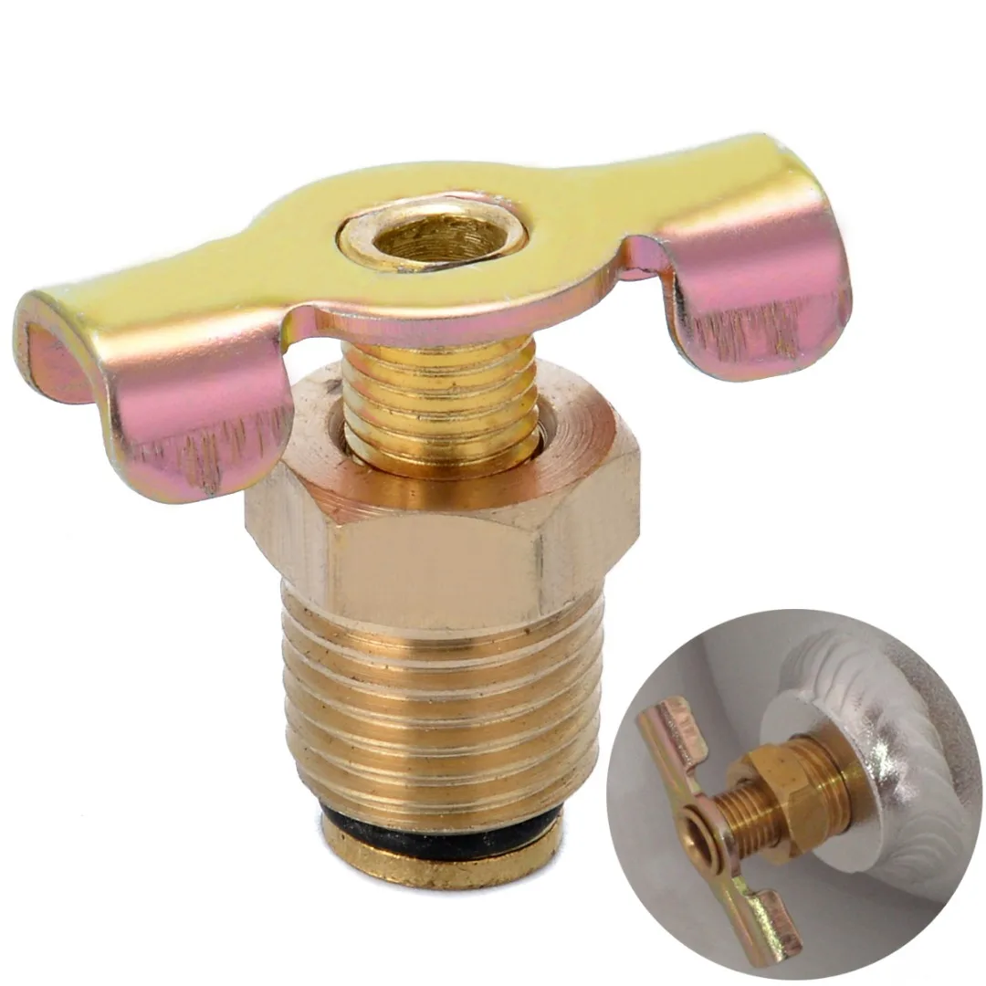 1/4" NPT Brass Air Compressor Tank Anti corrosion Petcock Durable Water