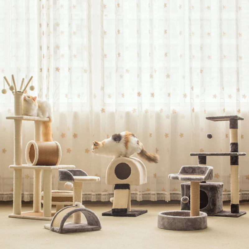 buy Cat Climbing Frame Scratch Board For Cat Trees Jumping Toy with Cats Bed for Cats Nest Pet Supplier