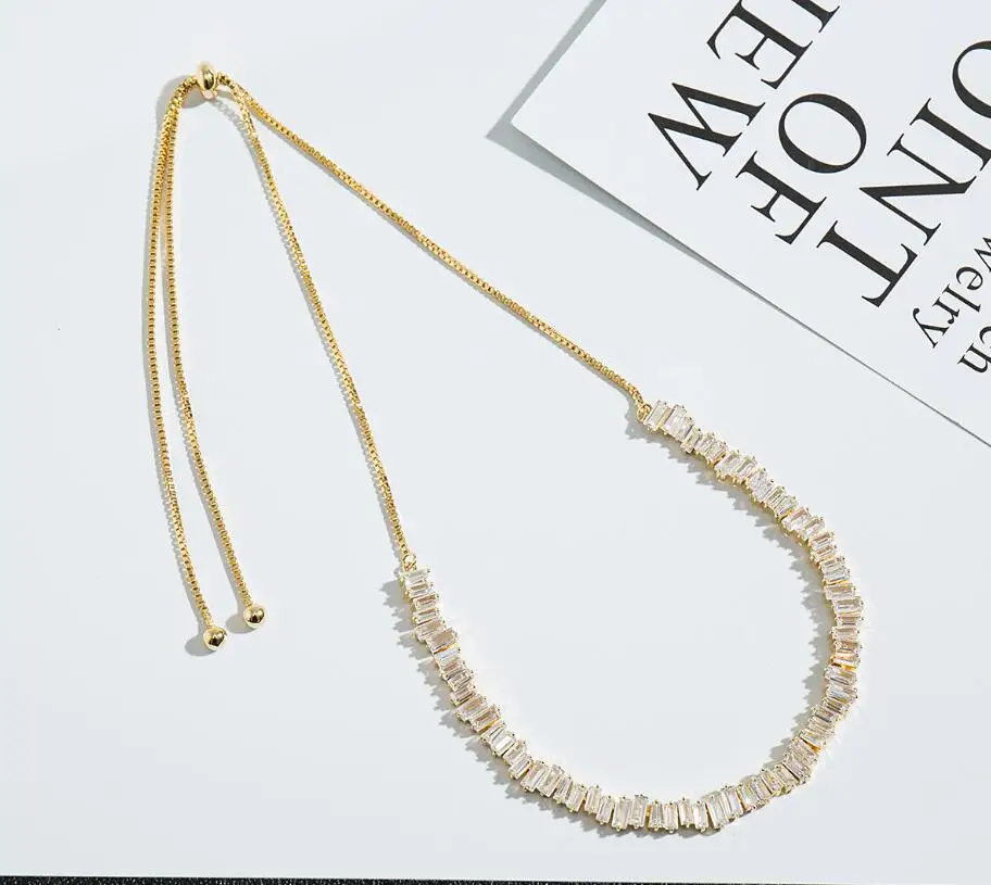 Ожерелье чокер женское с фианитом регулируемой длины IN01|chokers necklaces for women|brand