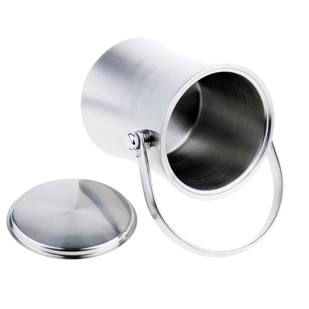 MagiDeal 1L Double Wall Stainless Steel Ice Bucket Wine Cooler with Portable Handle
