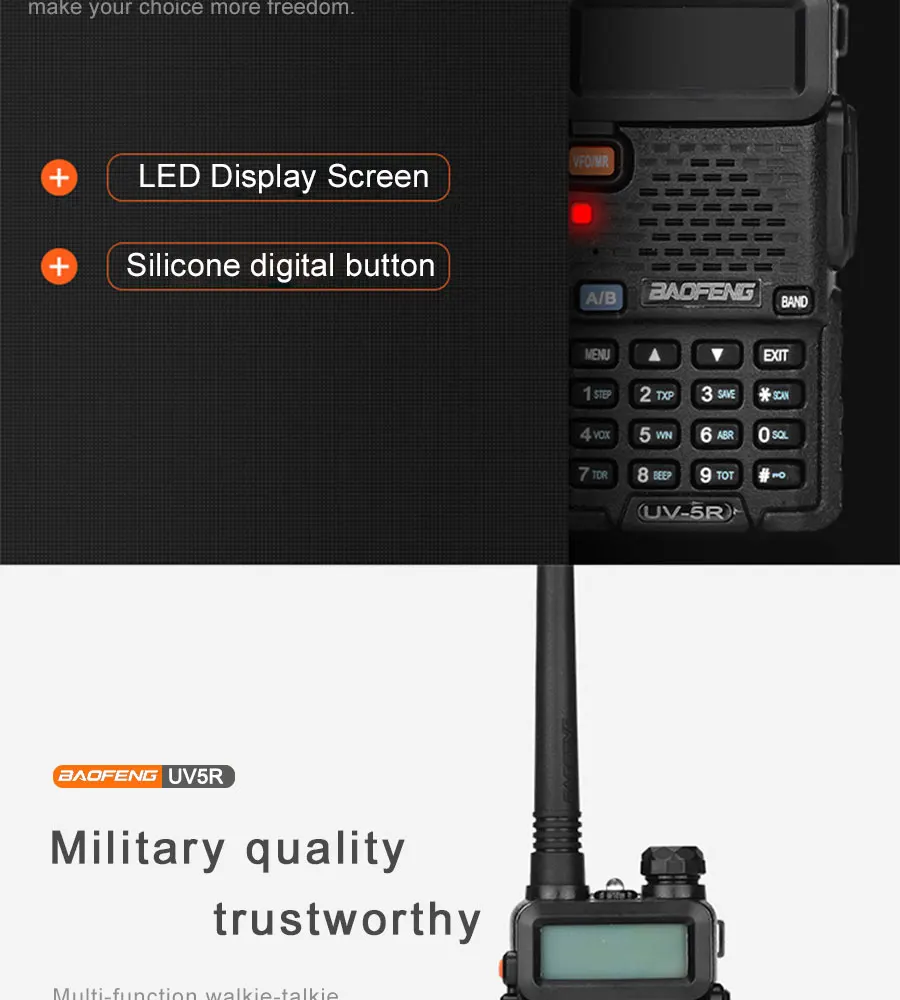 Рация Baofeng UV5R Ham двухстороннее радио Walkie Talkie двухдиапазонный трансивер(черный