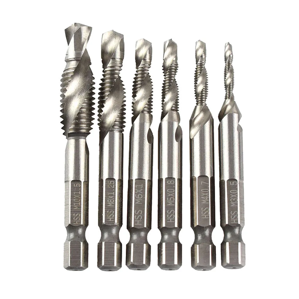 

6pcs 1/4" Hex HSS Co High Speed Steel Drill Bits Set Metal Wood Working Straight Shank Twist Drill Bit M3 M4 M5 M6 M8 M10