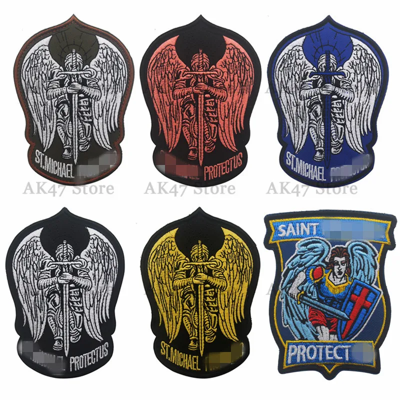 

Saint Michael ST. ISAF SWAT Wings Sword Morale Patch PROTECT USA US Tactical Appliques Emblem Badge patches Appliques