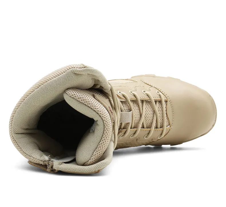 Для мужчин зимние сапоги кожаные ботинки в Военном Стиле спецназ Тактический пустынный армейские мужские ботинки Уличная обувь с высоким берцем ботинки для пустыни на плоской подошве