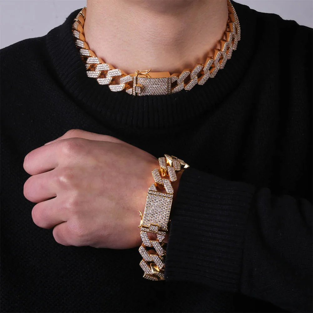Ювелирные изделия JINAO в стиле хип-хоп, кубинская цепочка со льдом, ожерелье с тремя рядами кубического циркония, цепочка с микро павелинком, массивное ожерелье
