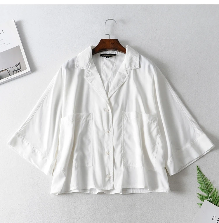  2019 Temperament ladies fashion drape shirt + short shirt women blouse Shirt modis vadiming sheinin