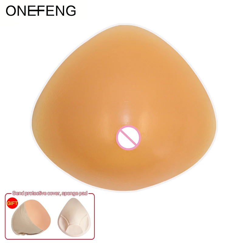 

Free Shipping ONEFENG Silicone Breast Forms Beautiful Lady False Big Boobs Triangular Shape for Breast Cancer Women 600-800g