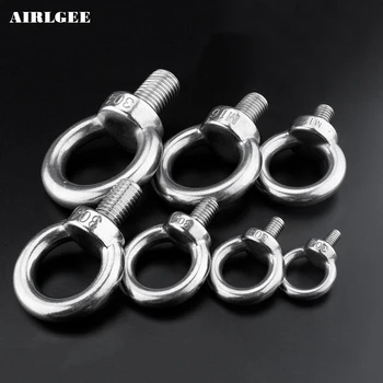 

304 Stainless steel Hook screw M6 8 10 12 14 16 20mm Diameter Male thread Mechanical Ring Lifting Bolt Cable Rope Eyebolt