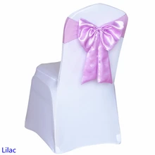 Сиреневый цвет Председатель Sash стиль Бабочка атласная лента с лайкрой створки подходят все стулья спандекс Свадебные Стул Sash оптом