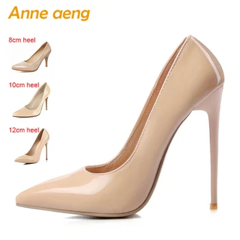 

Women Shoes 8Cm 10Cm 12Cm High Heel Women Pumps Sexy Office Lady Shoes Pointed Toe Classic Black Nude Shoes Women Big Size 34-46