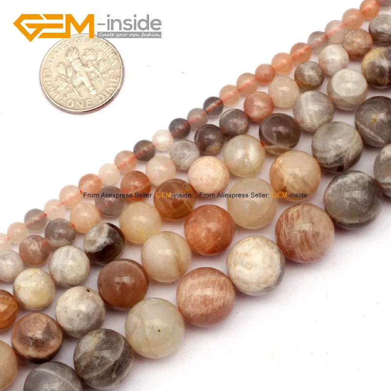

Gem-inside 4-10mm Natural Round Sun Stone Mixed Color Sunstone Beads For Jewelry Making Beads 15'' DIY Beads Bracelet Gift