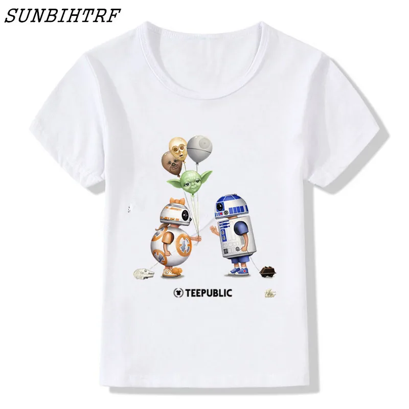 SUNBIHTRF/2018 г. Astro Droid BB-8 Детская футболка обычные Топы BB8 одежда с короткими рукавами