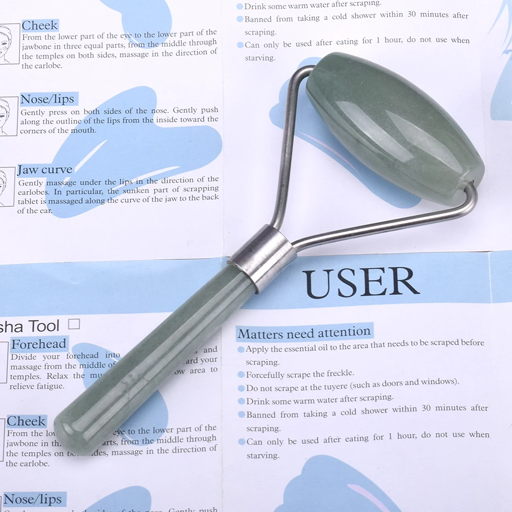 

Jade Facial Roller Green Aventurine Energy Stone Wrinkle Removal Massage Roller Skin Care Face Cream Massage Appliance