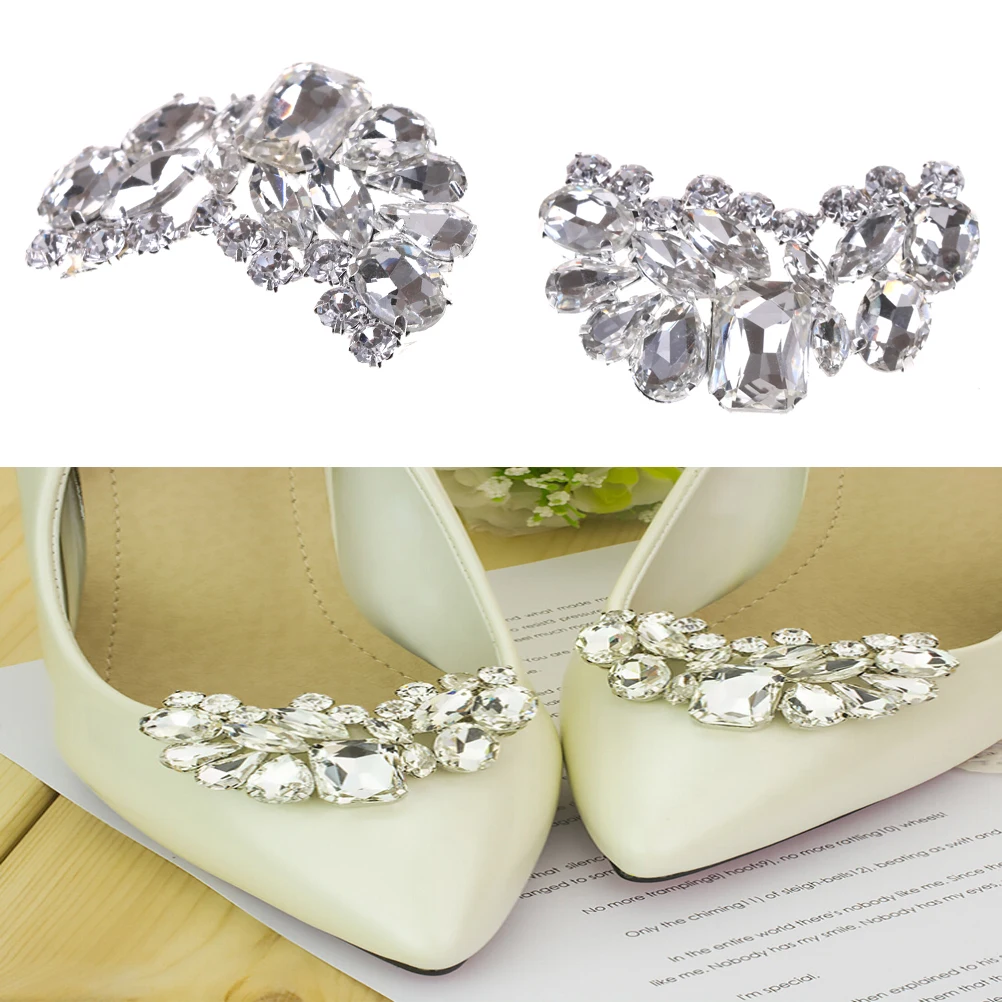1PC Rhinestone Clip Buckle Crystal Rhinestones Charm Faux Pearl Shoe