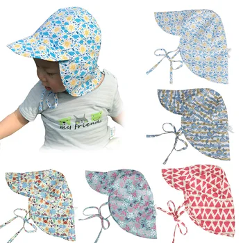 

Summer Baby Sun Hat Children Outdoor Neck Ear Cover Anti UV Protection Beach Caps Kids Boy Girl Swimming Flap Cap For 0-5 Years