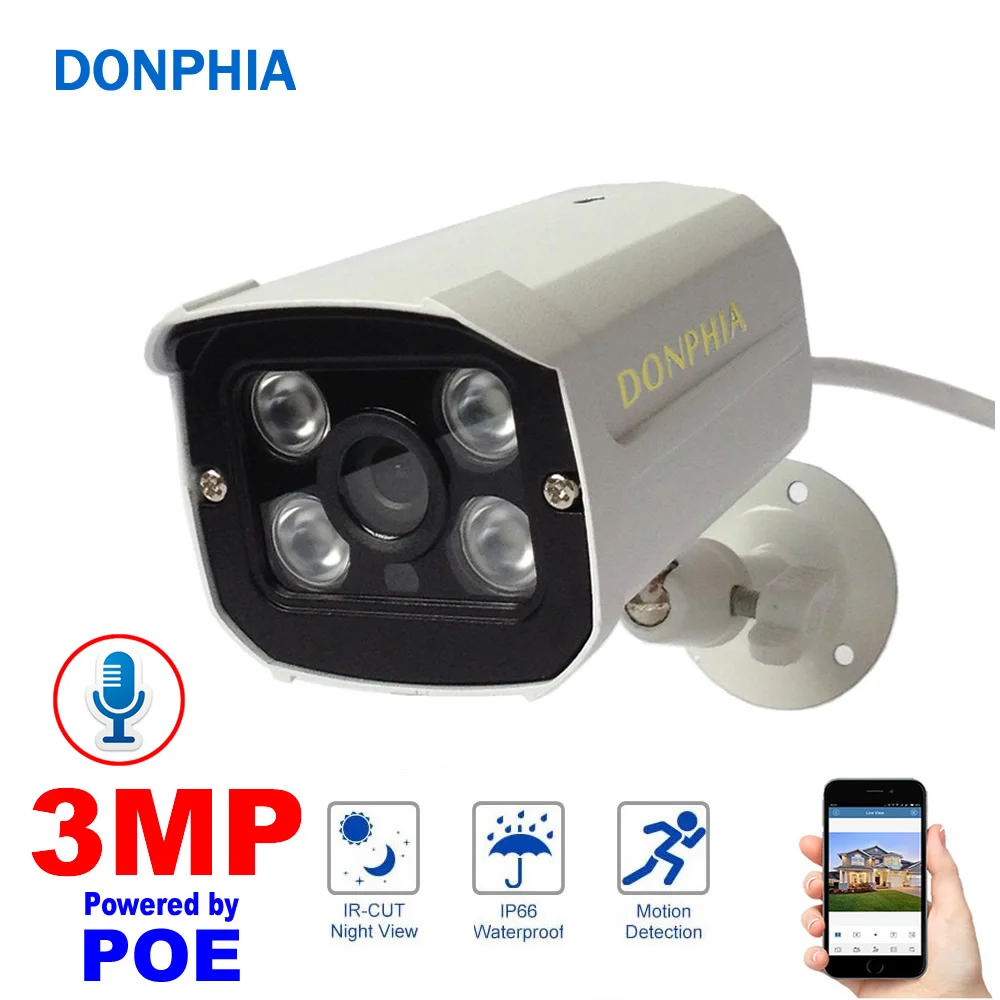 

Voice+POE+Night Vision 3MP IP Camera Oudoor Waterproof Security Camera H.265+ ONVIF Cloud Surveillance Camera IR CCTV Camera