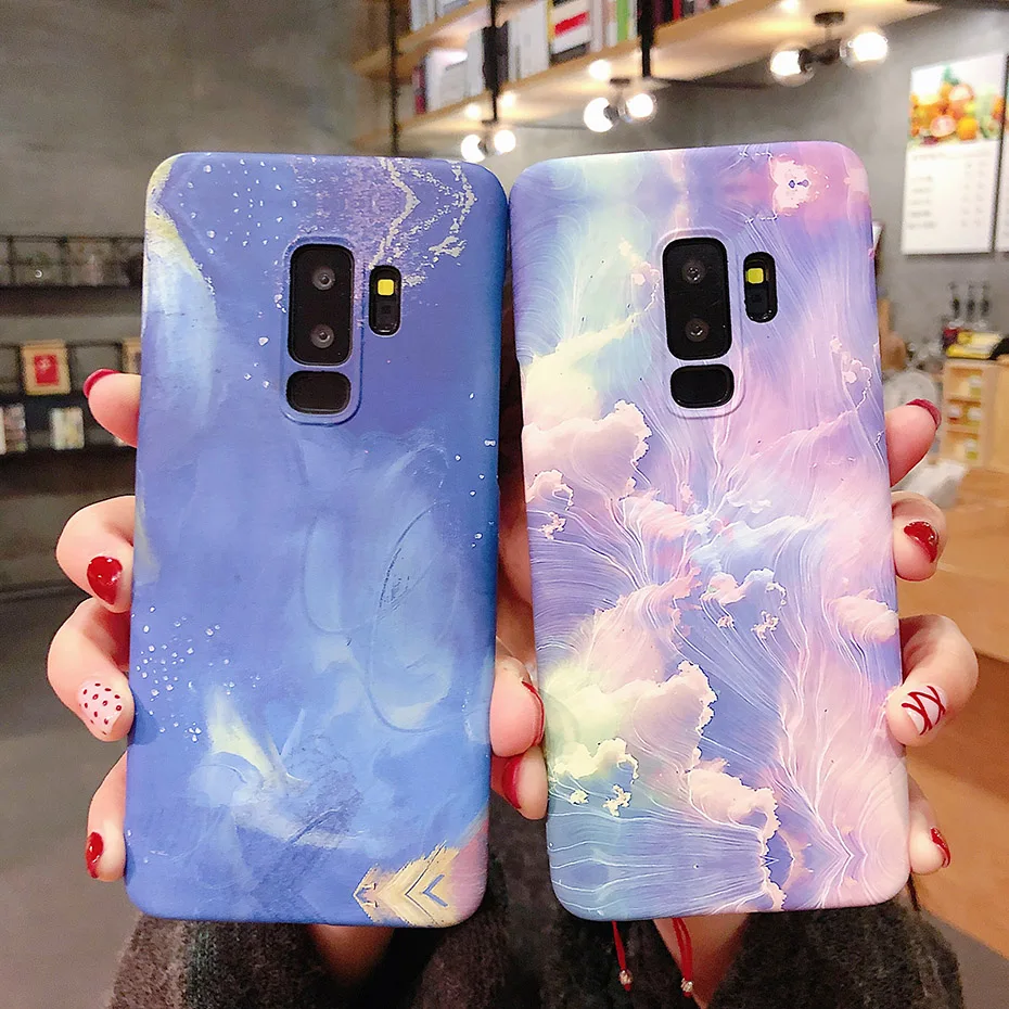 CAPAME Hard Plastic Floral Girls Case For Samsung Galaxy S7 Edge Note 8 9 S8 S9 Plus Noctilucent Cases For Samsung S7 Case Blue  (8)