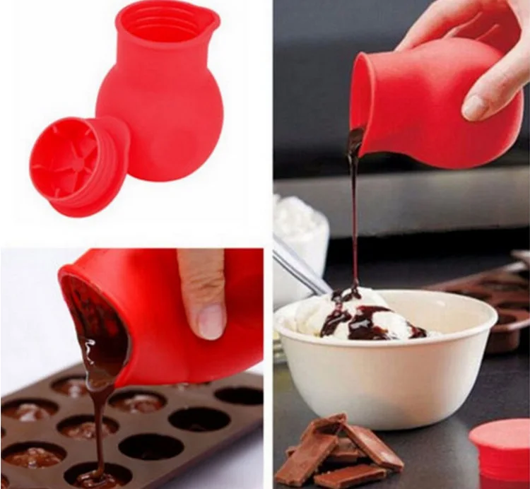 

1PC Bakeware Tools Silicone Chocolate Melting Pot Butter Heat Milk Pourer Jug Mould Butter Sauce Milk Baking Pouring LB 474