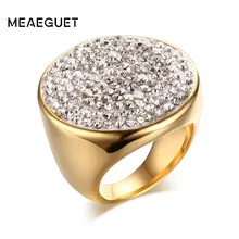 Meaeguet золотого цвета роскошное проложенное обручальное кольцо с кристаллами для женщин из нержавеющей стали большое массивное кольцо ювелирные изделия Bague Femme