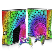 Colorful Skin Sticker Protector for Microsoft Xbox 360 Slim console and 2 Controller for video games